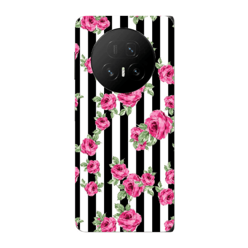 Honor Magic V5 Roses and black line Transparent Silicone TPU Θήκη